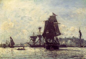 約翰 巴托特 瓊坎 Sailing Ships at Honfleur